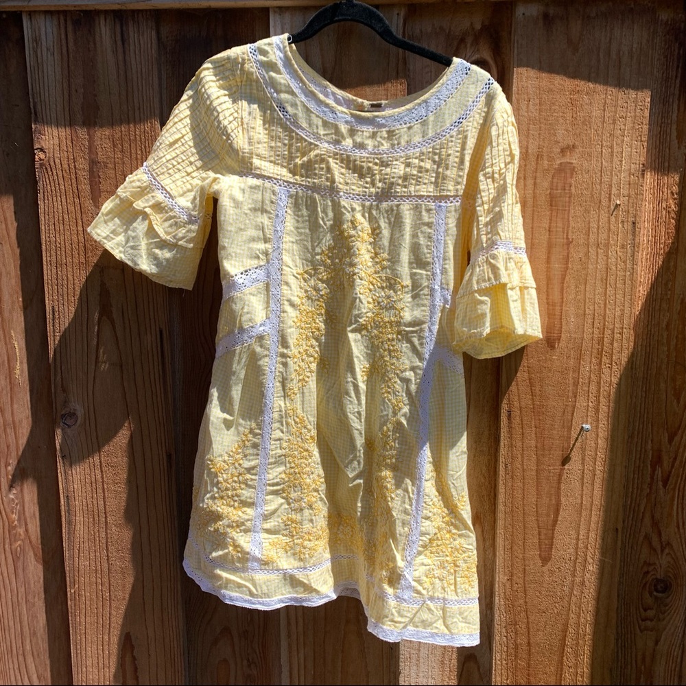 Free People Yellow Plaid Mini Dress
